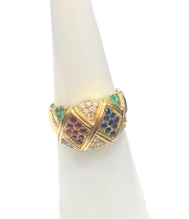 Jodi Maree Jewellery - Vintage Gucci Ring Sapphires , Emeralds ,Rubies and Diamonds - 18 Ct Yellow Solid Gold