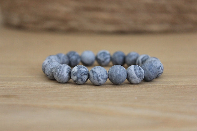 Baobab Collections - Beaded Stone Bracelet - Grey Picasso Jasper