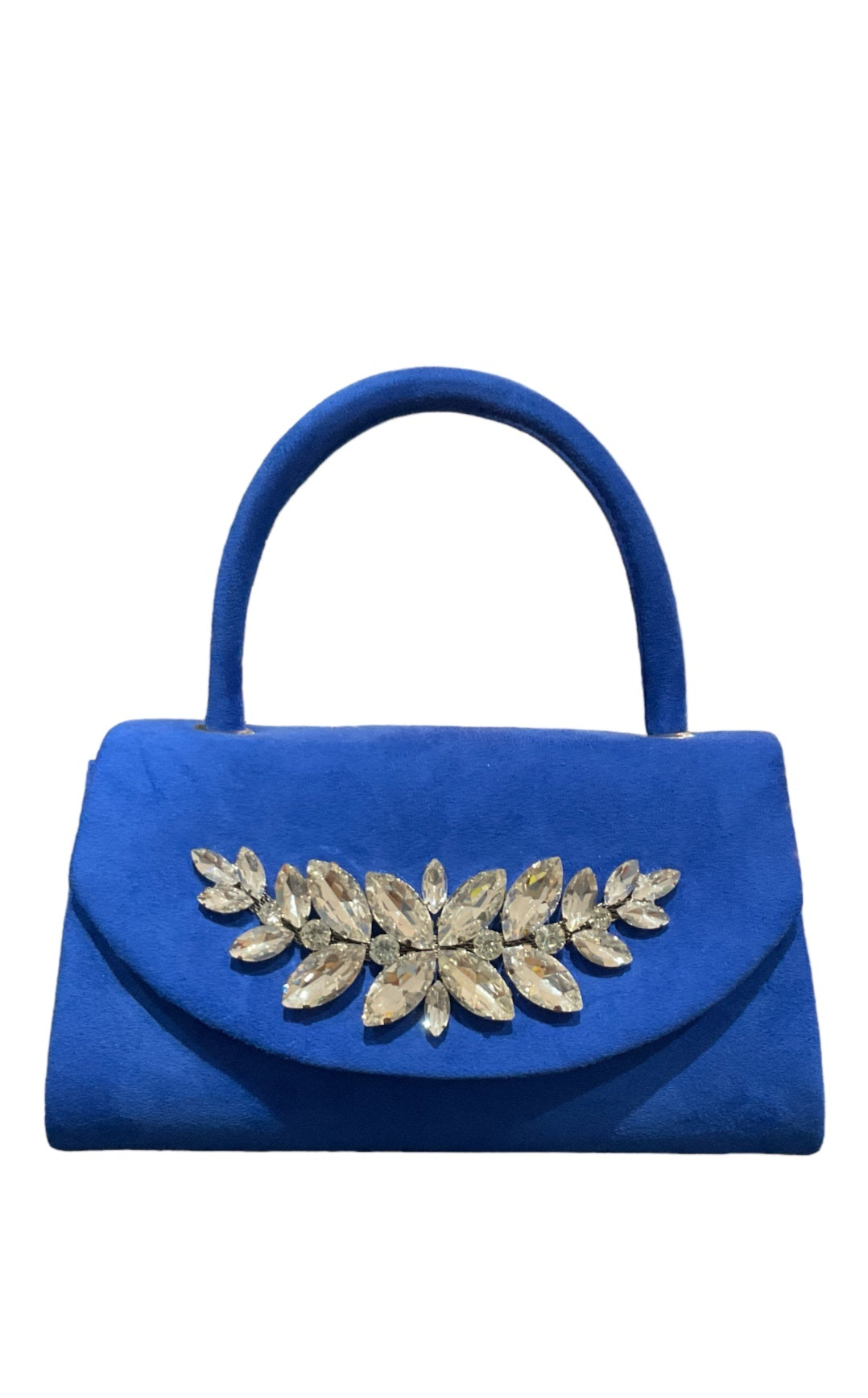 Jodi Maree Accessories - Suede Diamanté Gem Handbag - Blue