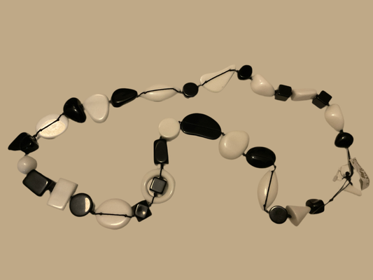 Jackie Brazil -Long Multi Bead "Indiana" 110CM Necklace - black / Cream