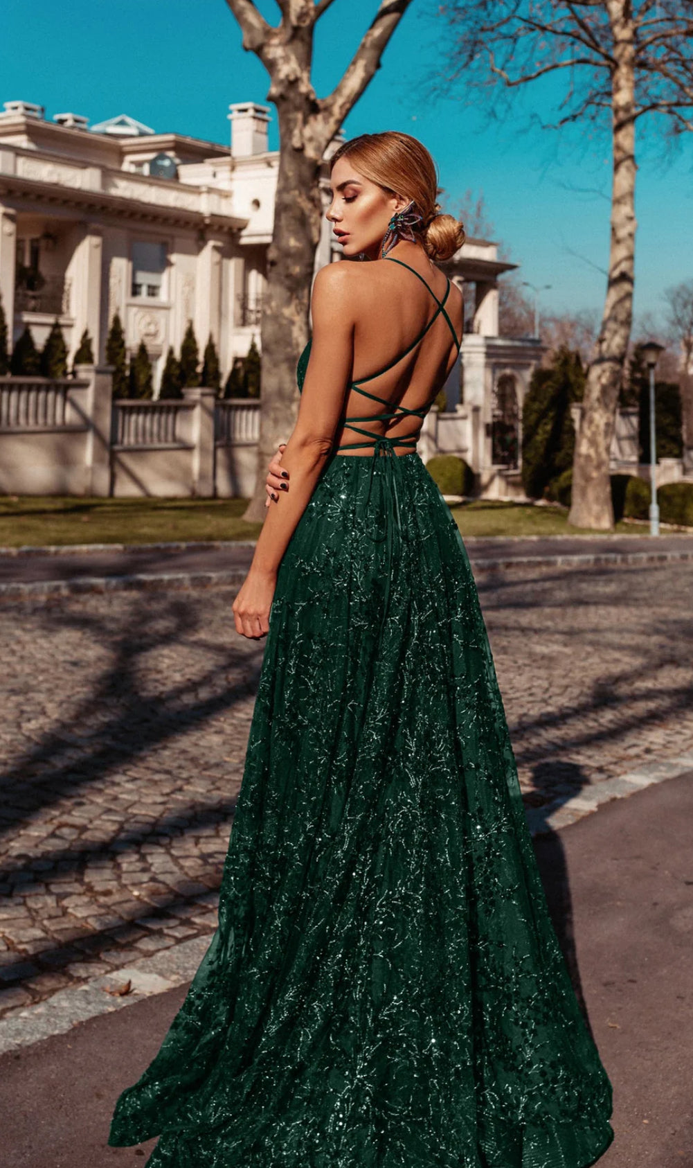 Tina Holly TE123 Sequin Gown - Emerald Green