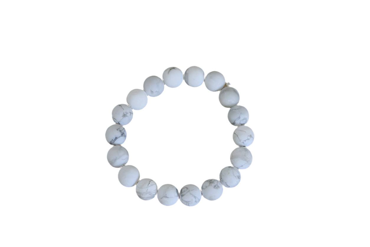 Baobab Collections - Beaded Stone Bracelet - Howlite - White