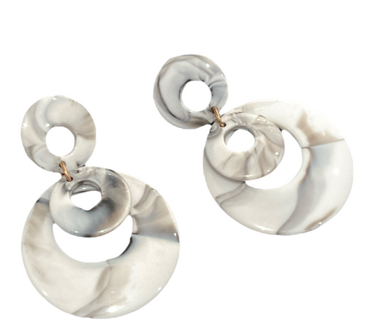 Jodi Maree Jewellery- Double Resin Circle Earring - White / Black