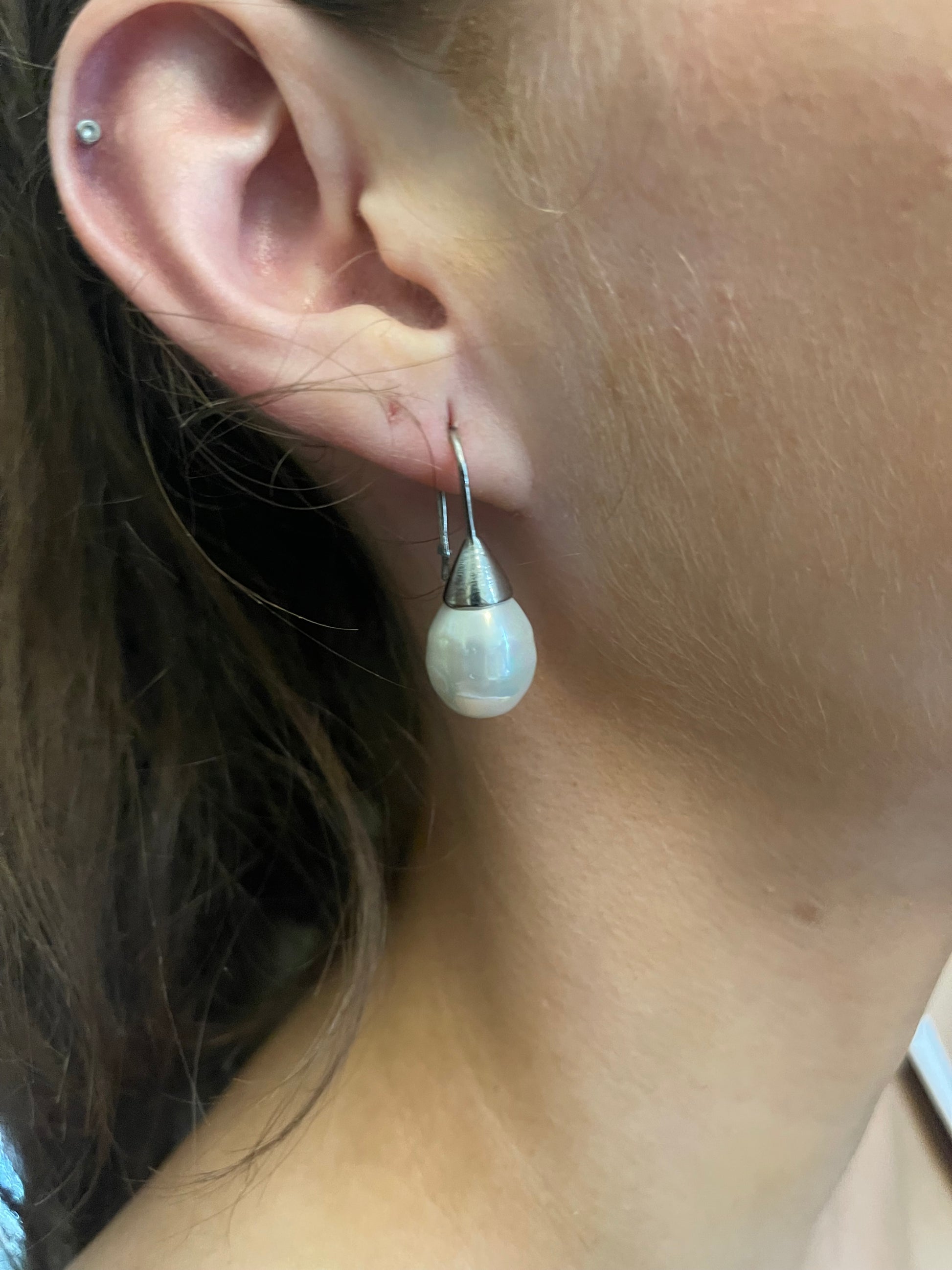 Jodi Maree Jewellery - White Pearl And Silver Teardrop Earrings