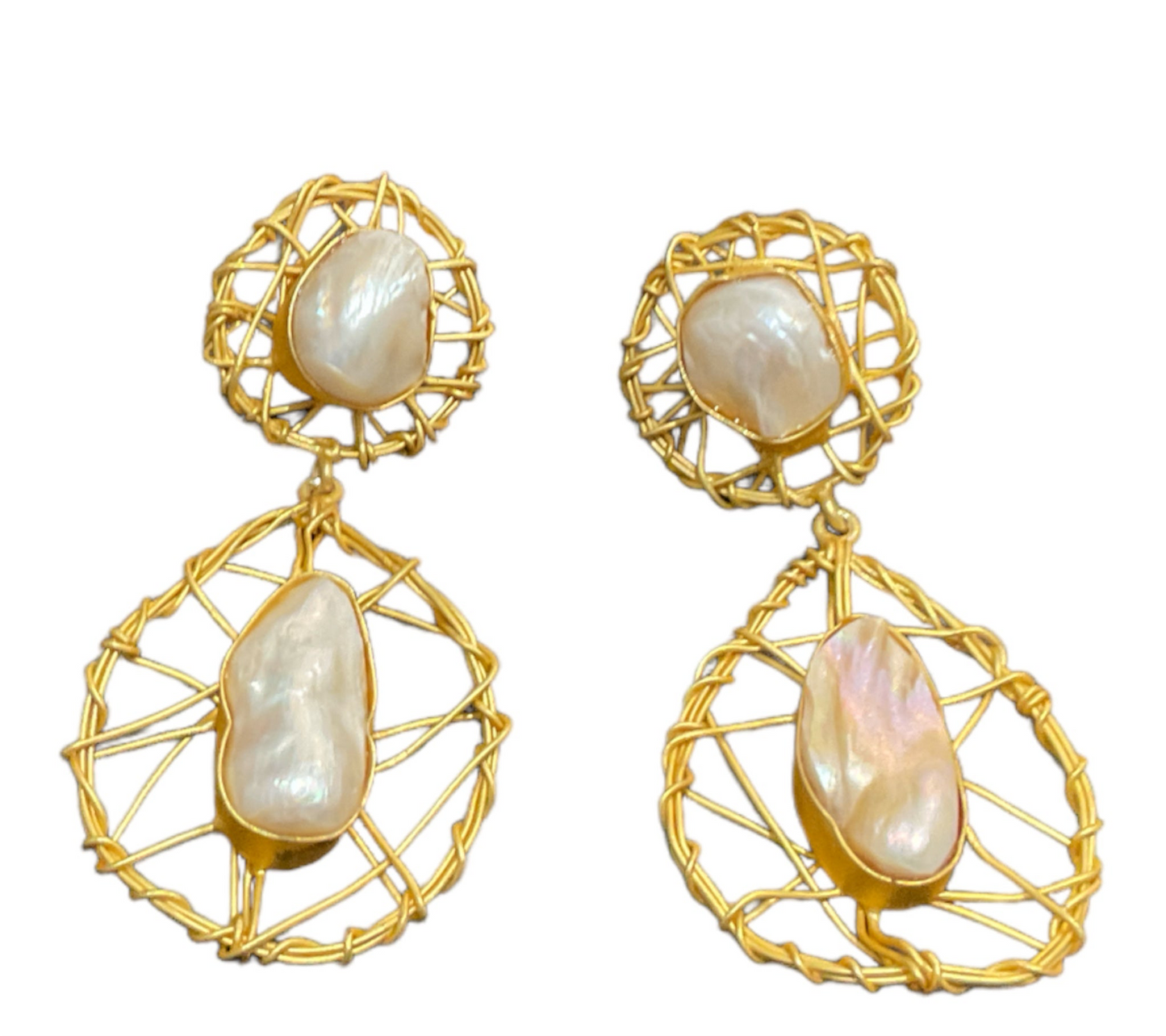 Jodi Maree Jewellery - Gold Plated and Natural Pearl Earrings - Gold