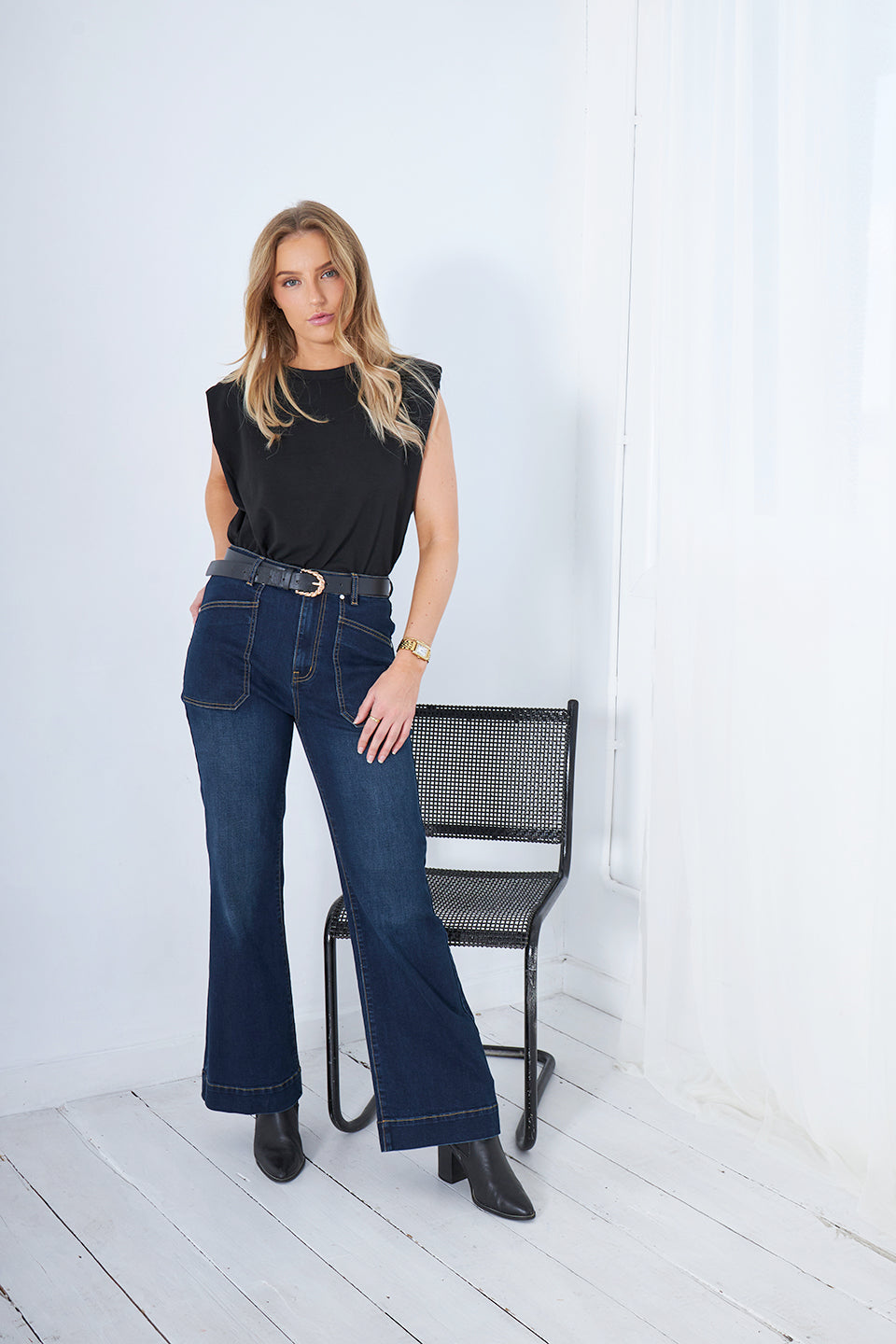 Saint Rose - Jayne Wide Leg Jean Dark Indigo 