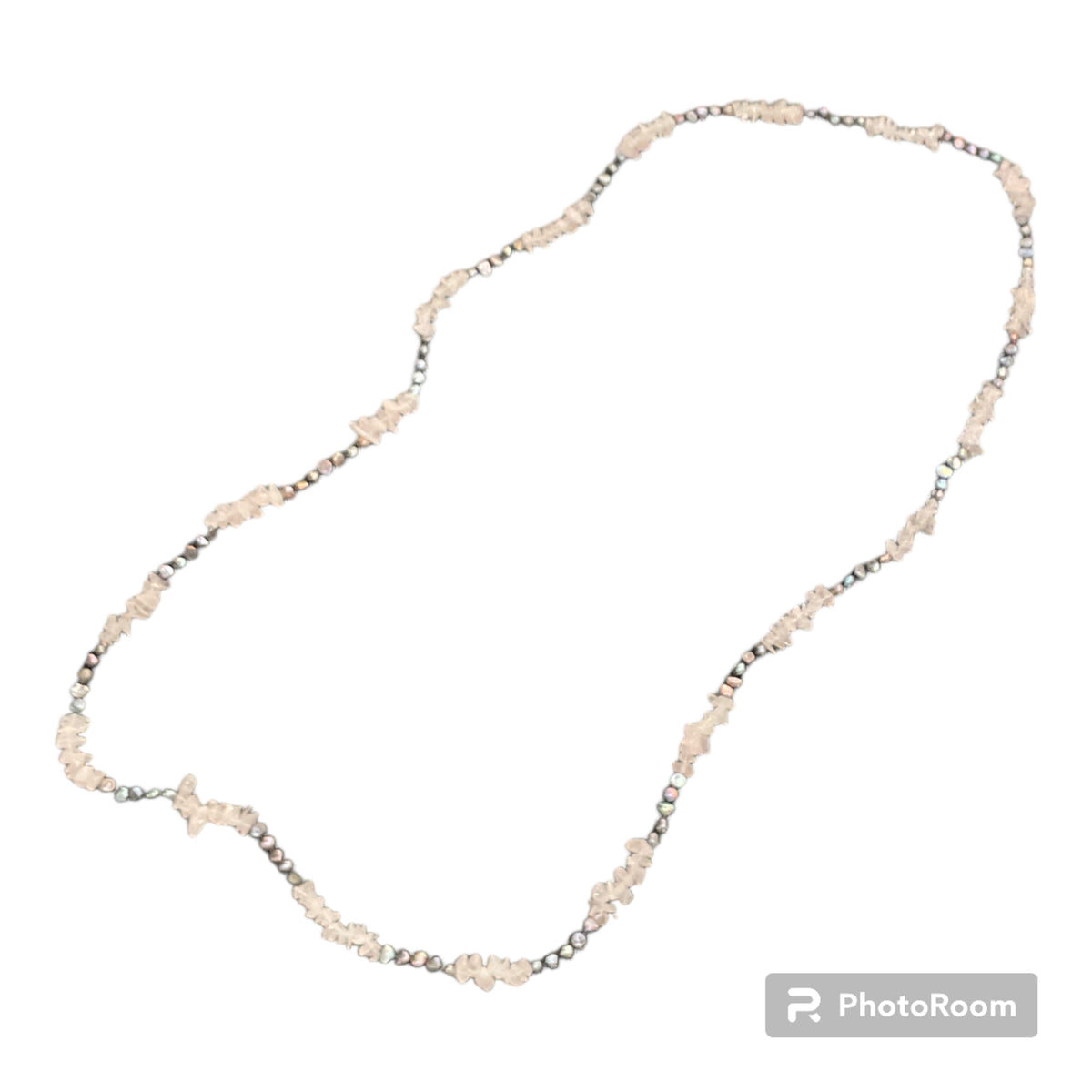 Jodi Maree Accessories Rose Quartz and Natural Aubergine Pearl Long Necklace