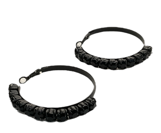 Jodi Maree Jewellery - Diamonte’ Hoop Earrings - Black 