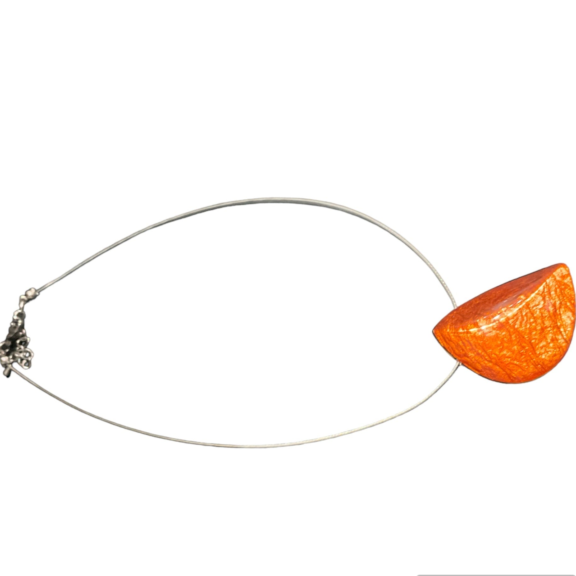 Mo Resin- Virgule Half Moon Shape Pendant Necklace - Orange