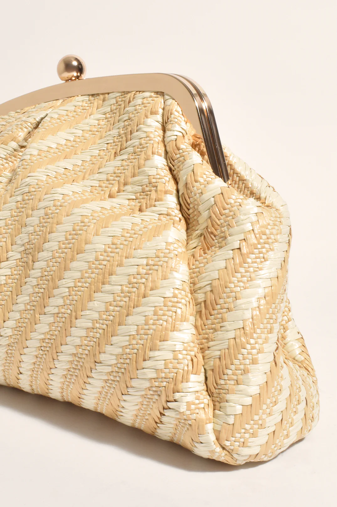 Adorne - Mae Woven Oversized Purse Clutch - Cream / Natural 