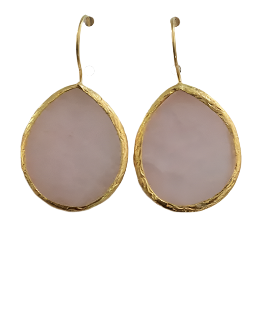 Baobab Collections - Quartz Hook Earrings - Gold / Pink