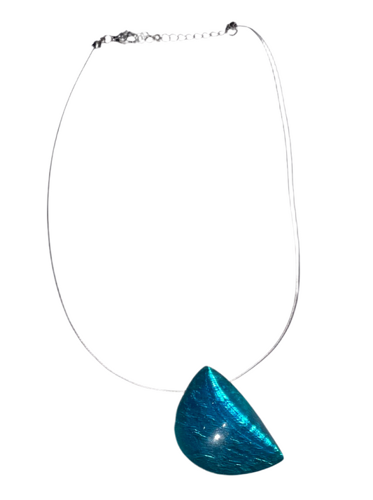 Mo Resin - Virgule Half Moon Shape Pendent Necklace - Teal