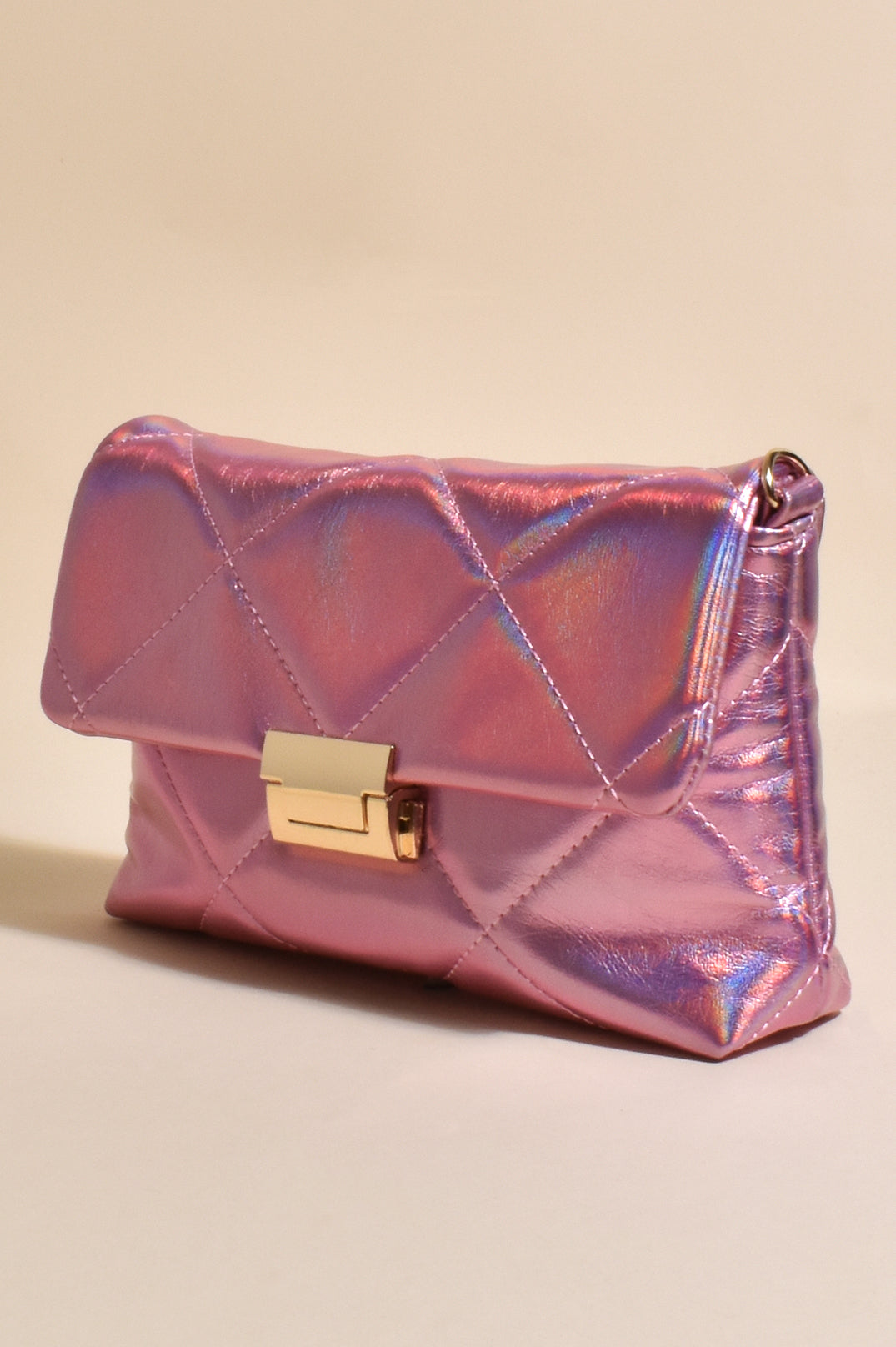 Adorne - Ana Diamond Quilt Foldover Event Bag - Pink