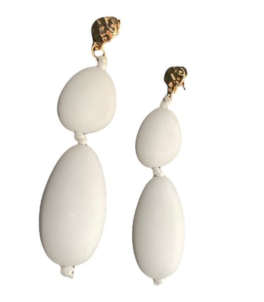 Adorne - Resin Pod Drop Earrings - White 