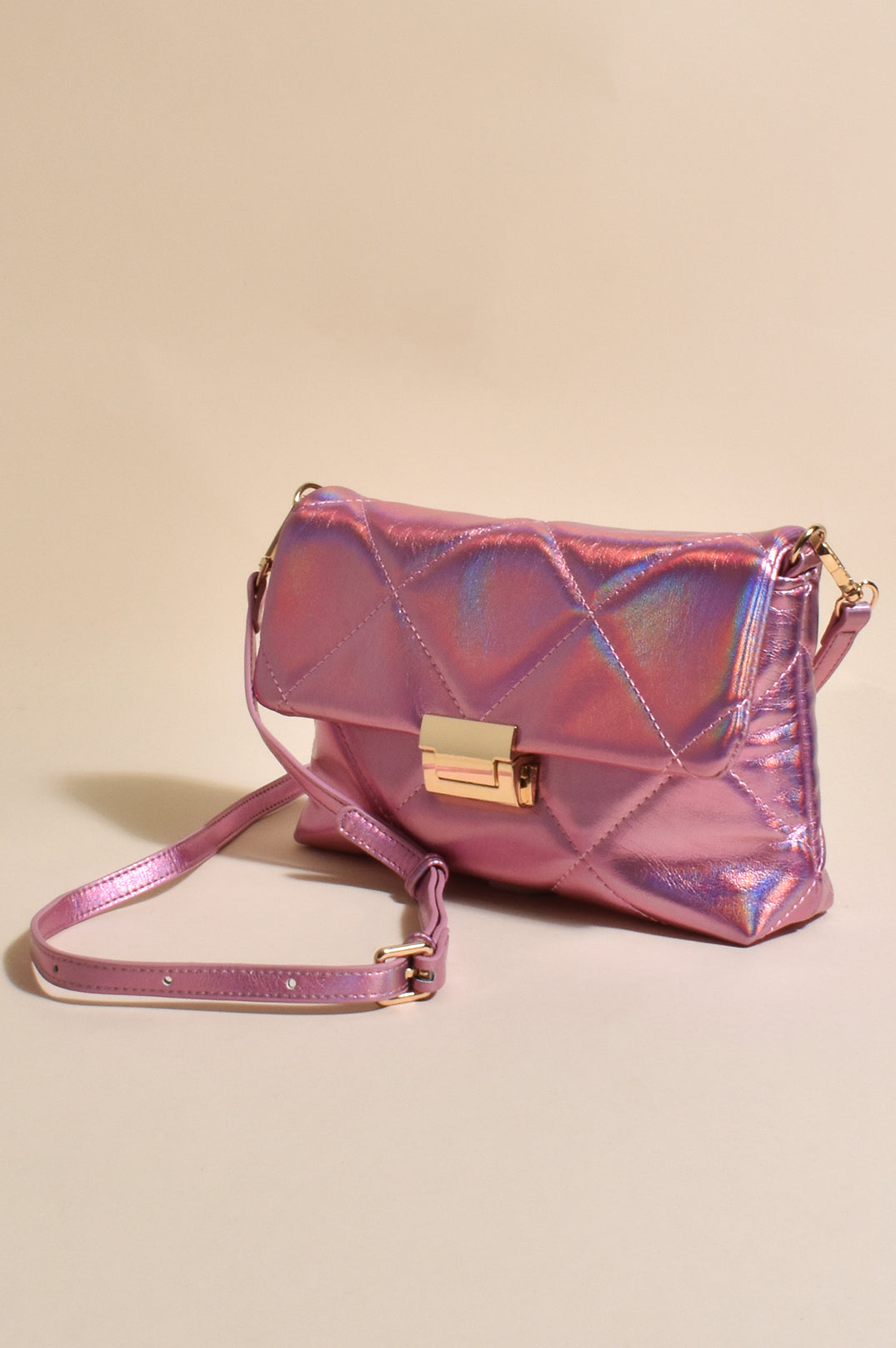 Adorne - Ana Diamond Quilt Foldover Event Bag - Pink 