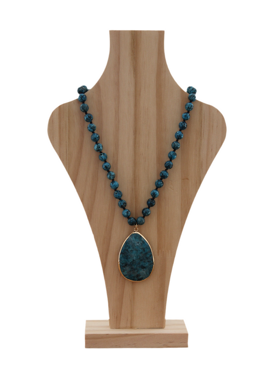 Baobab Collections - Semi-Precious Beaded Necklace - Jasper (Teal)