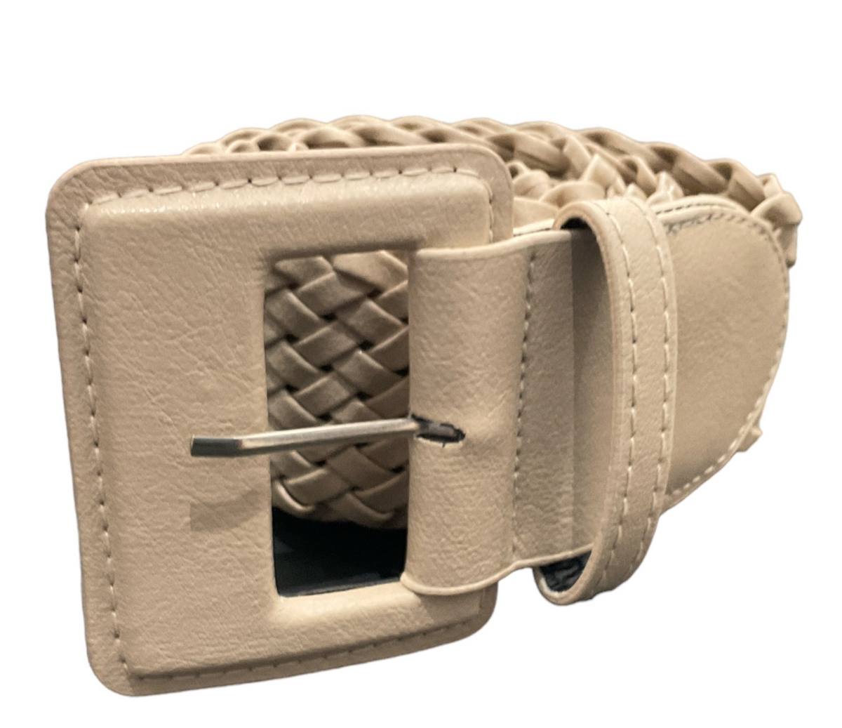 Adorne Beige Vegan Leather Belt 