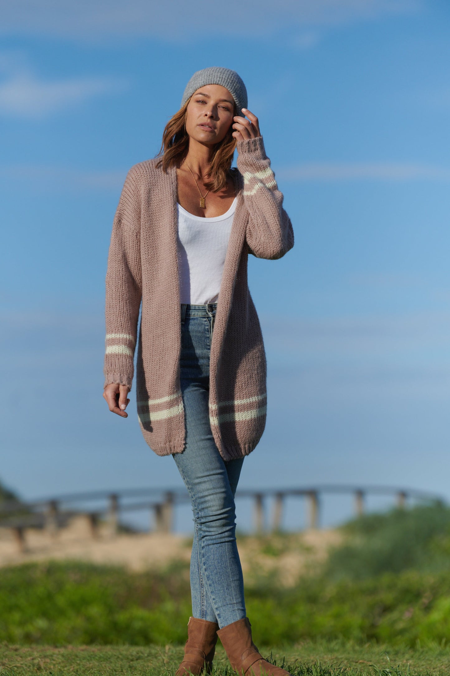 Birds Of A Feather Couture - Nayla Cardigan - Dusty Rose And Milk