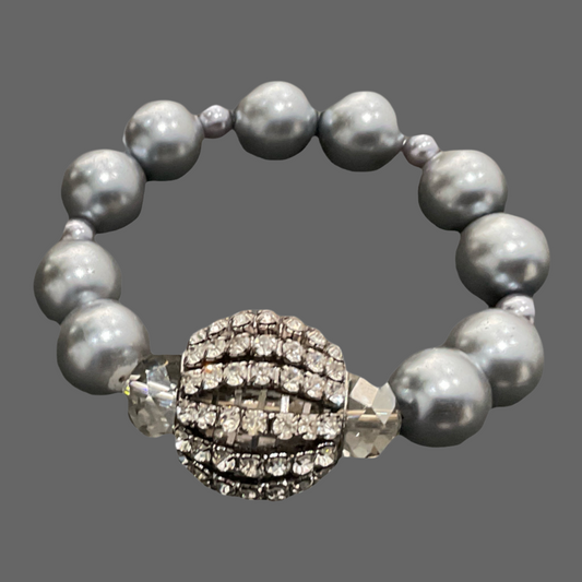 Jodi Maree Jewellery - Pearl and Diamanté Bracelet - Silver