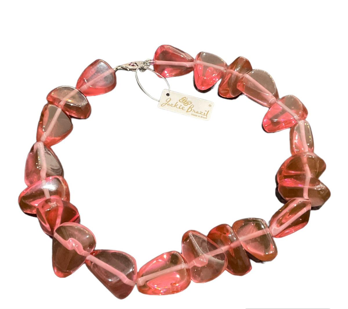 Jackie Brazil Pink Clear Resin Necklace