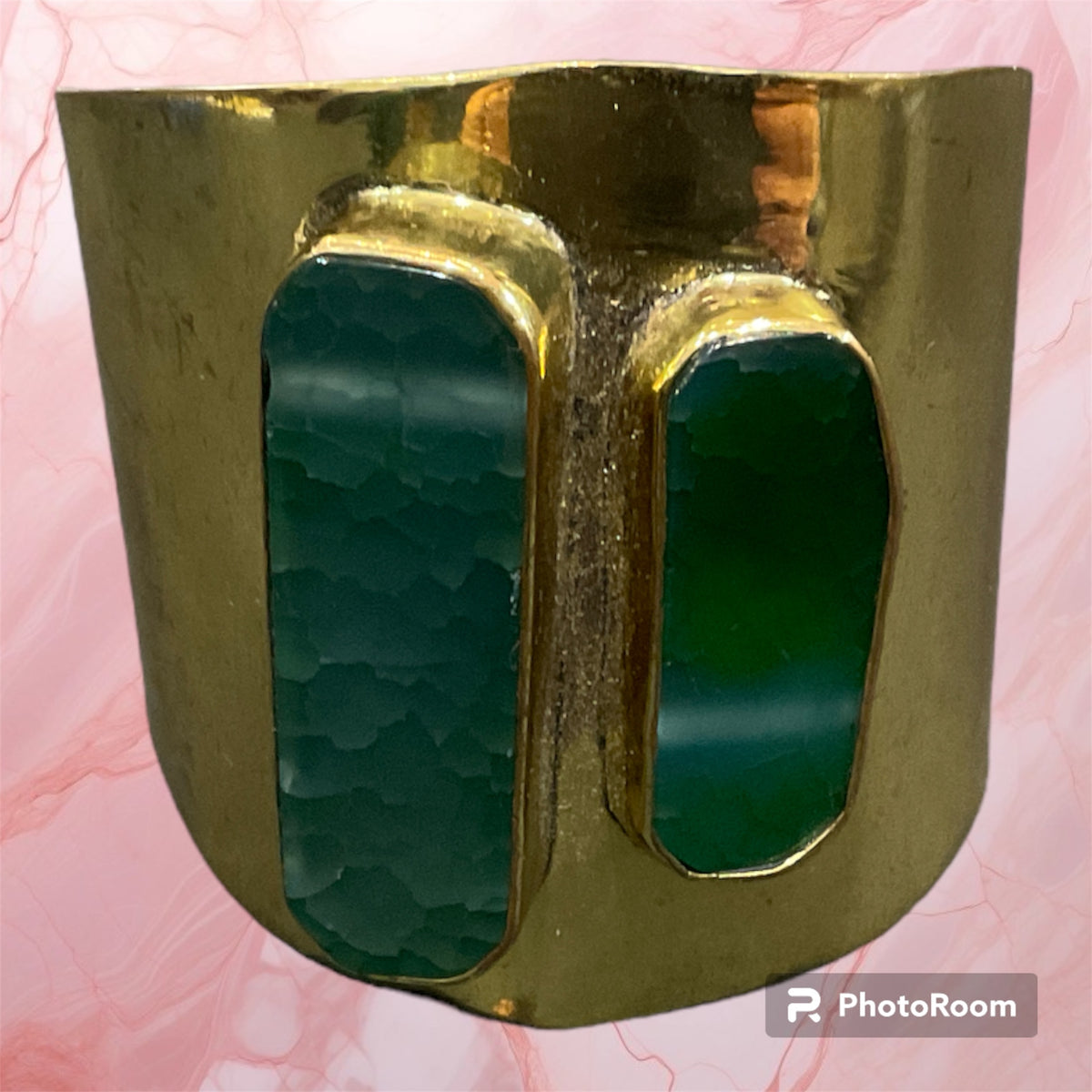 Secretly Posh Gold And Green Stone Cuff / Bangle / Bracelet