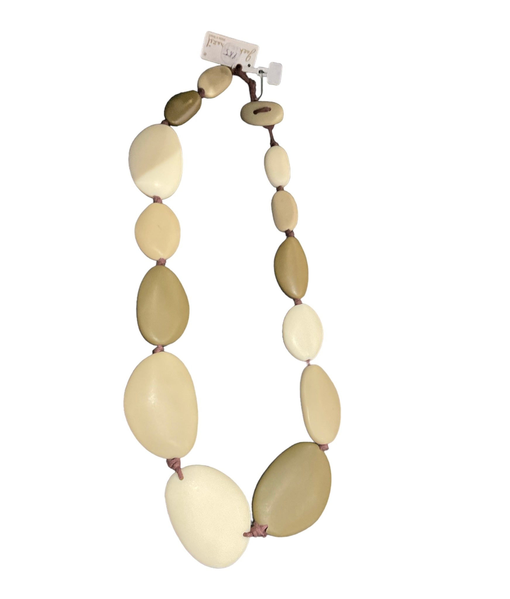 Jackie Brazil - Flat Riverstones Resin Necklace - Cream Multi