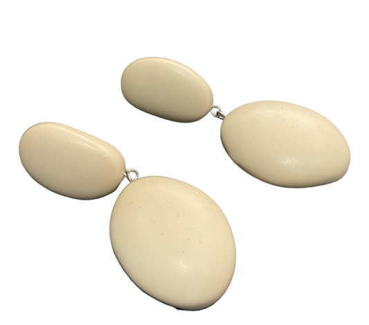 Jackie Brazil - Double Resin Earrings - Beige