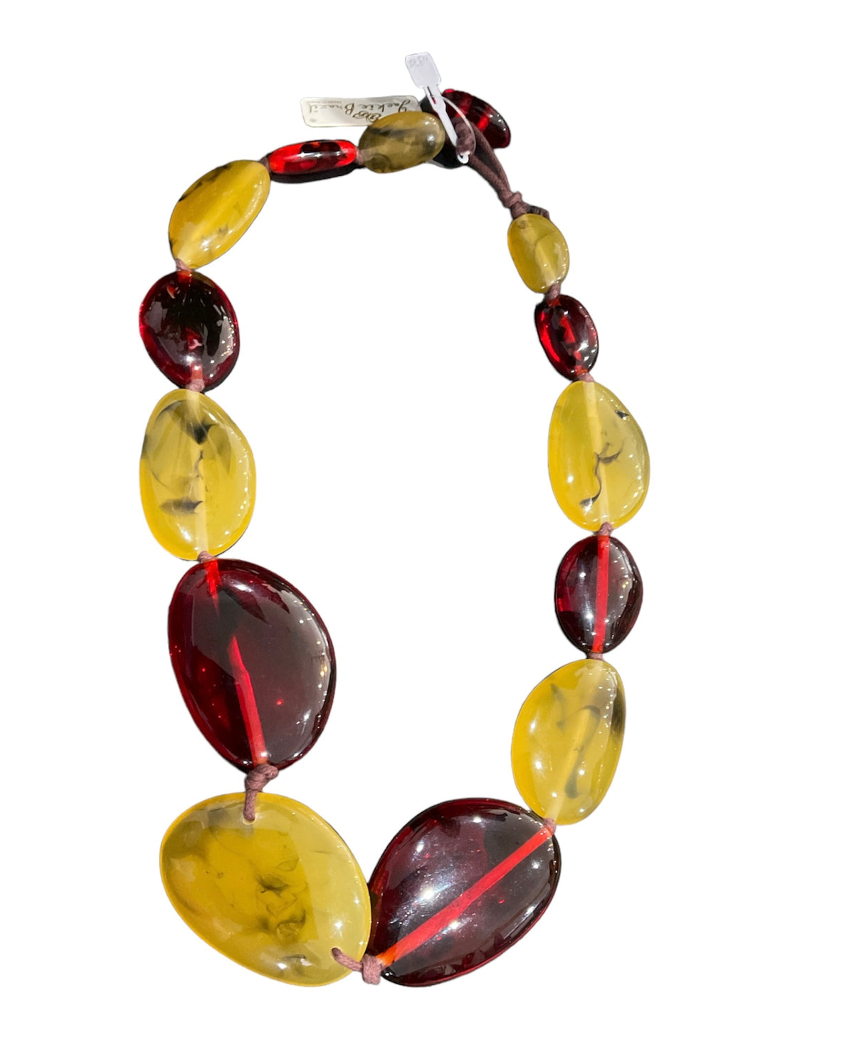 Jackie Brazil Long Flat Riverstones N3700 Red Yellow Black 