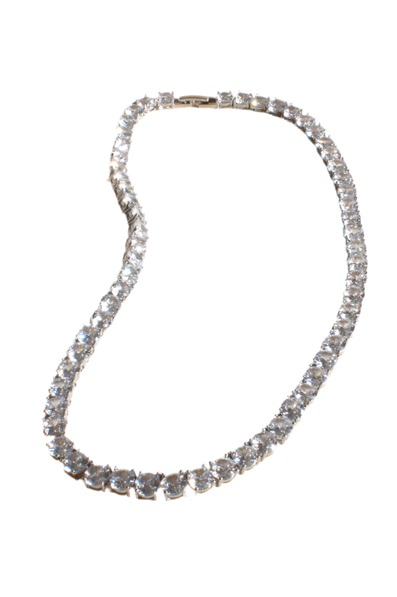 Adorne Cubic Zirconia Classic Tennis Necklace Y039