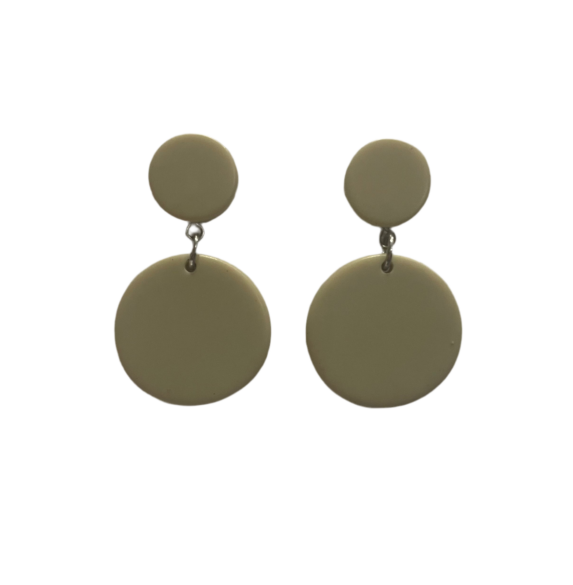 Jackie Brazil - Duo Stud Resin Earrings - Cream Matte 