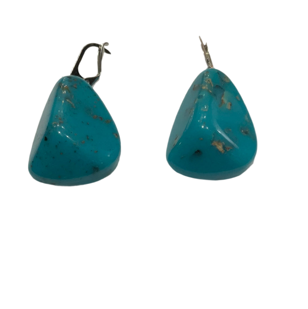 Jackie Brazil - Resin Earrings Flinstone On Hook “Diamond” - Turquoise 