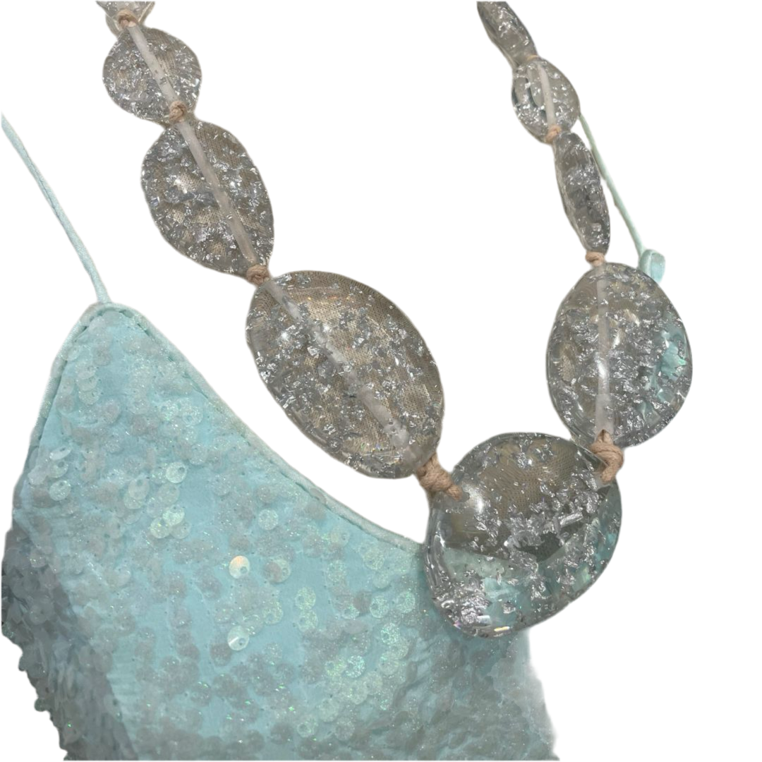 Jackie Brazil N3700 Resin Silver Flake Necklace