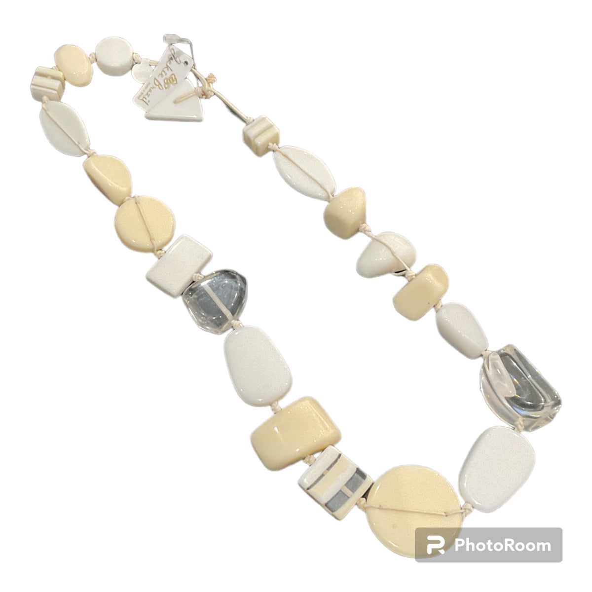 Jackie Brazil White Cream And Clear Resin Necklace JBRW