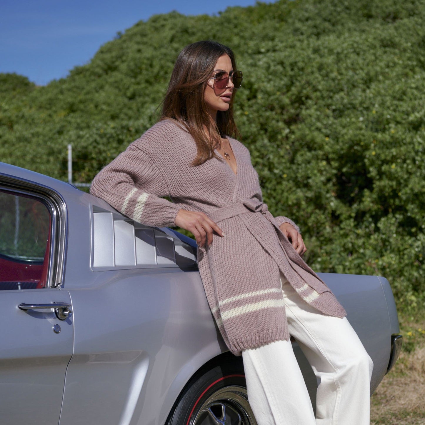 Birds Of A Feather Couture - Nayla Cardigan - Dusty Rose And Milk