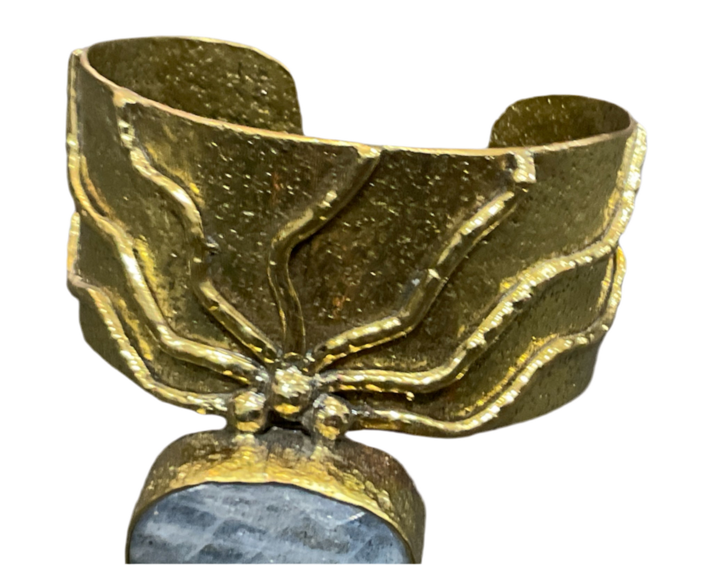 Secretly Posh Gold And Blue Metallic Stone Adjustable Cuff/Bracelet/Bangle