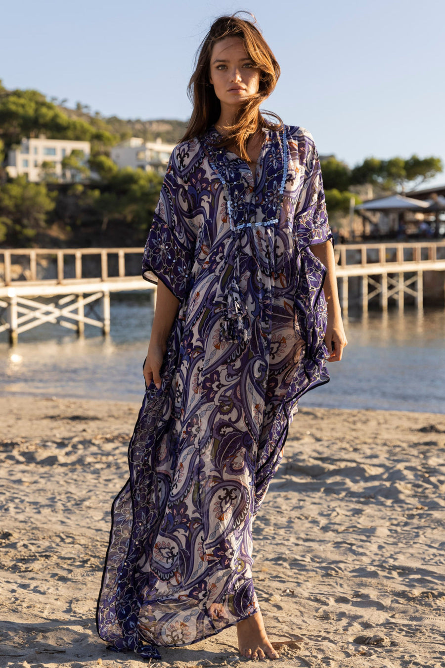 Miss June - Caprera Maxi Kaftan - Navy - CH-31