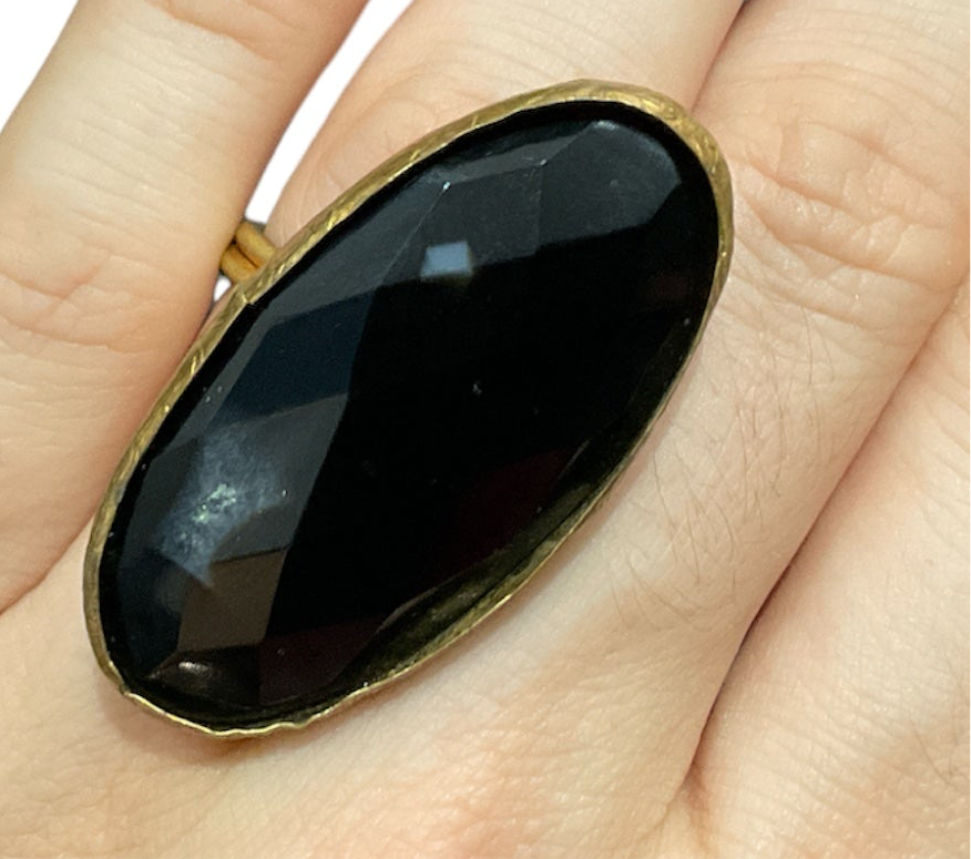 Secretly Posh - Black Garnet Adjustable Ring