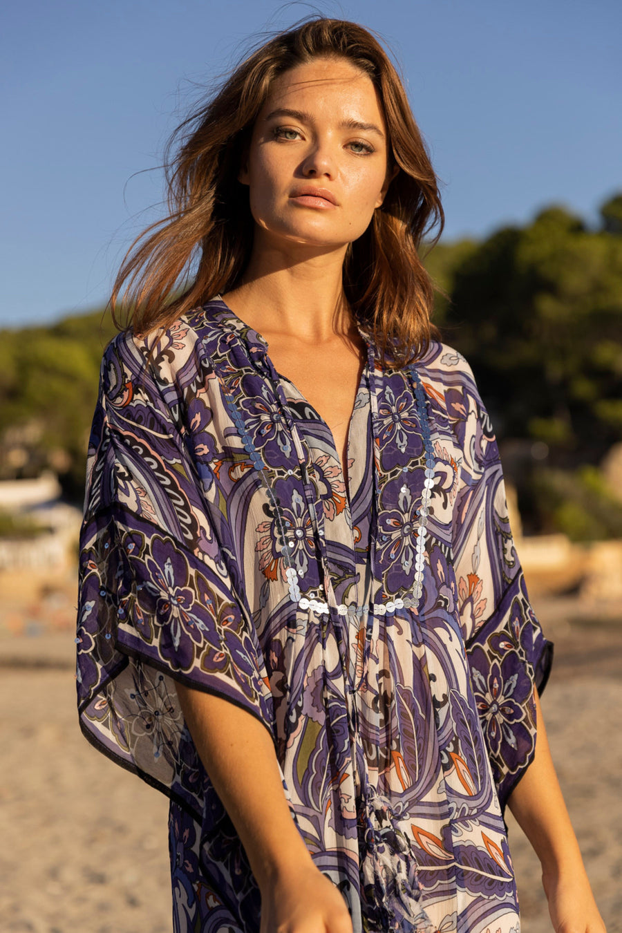 Miss June - Caprera Maxi Kaftan - Navy - CH-31