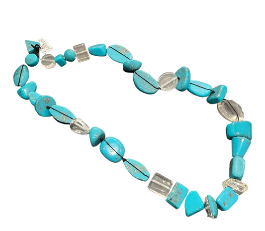 Jackie Brazil - Turquoise And Clear Extra Long Resin Necklace - JBTCLN