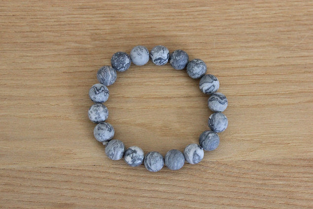 Baobab Collections - Beaded Stone Bracelet - Grey Picasso Jasper