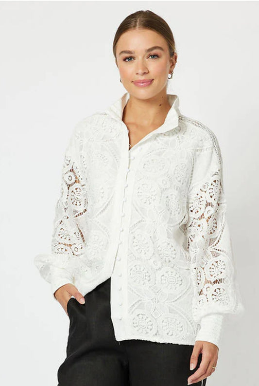 Hammock & Vine - Dusk Lace Shirt - White