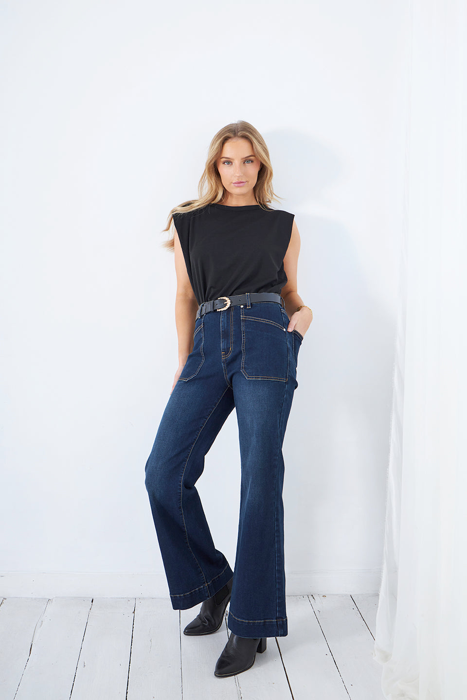 Saint Rose - Jayne Wide Leg Jean Dark Indigo 