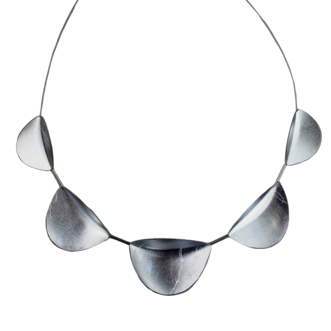 Mo Resin - Virgule Half Moon Shape Adjustable Necklace - Gummetal