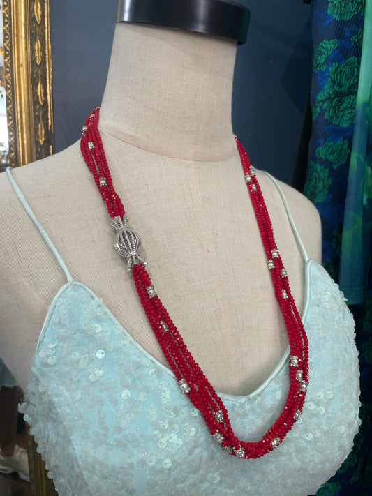 Jodi Maree Jewellery - Crystal And Diamante Long Necklace - Red