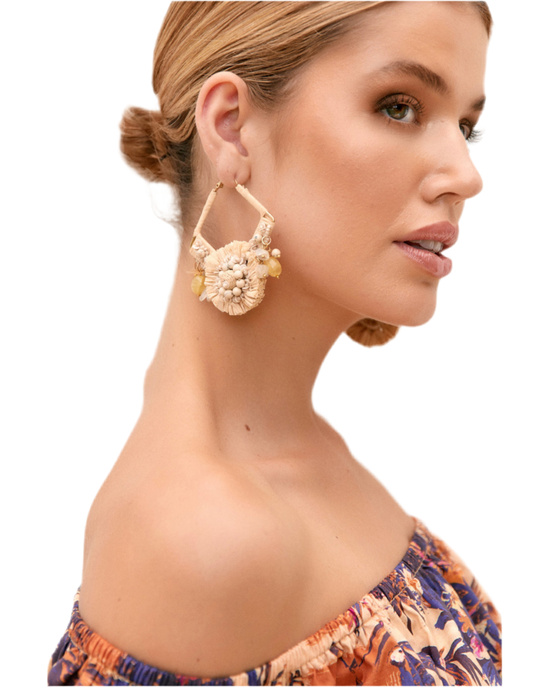 Adorne - Raffia Statement Event Earrings - Natural