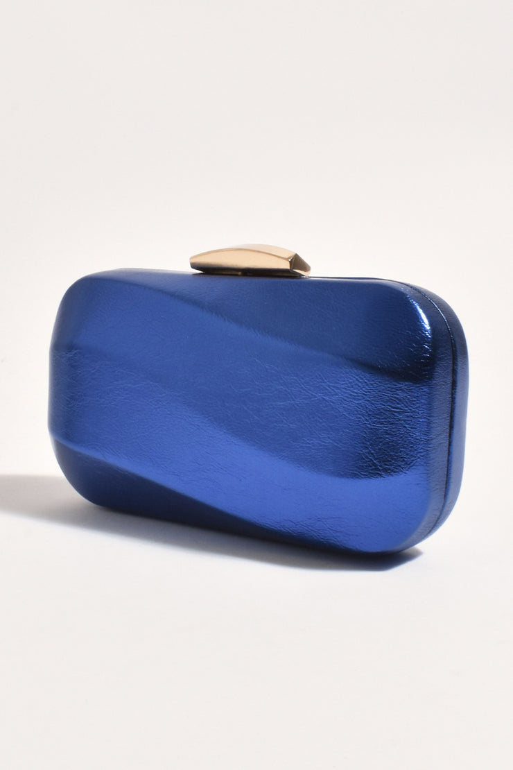 Adorne - Wavy Structured Metallic Clutch - Cobalt 