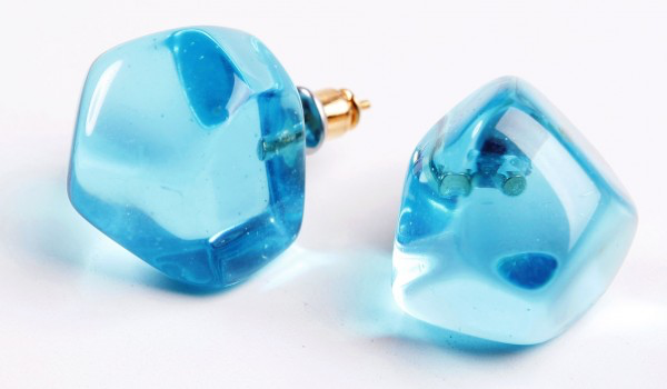 Jackie Brazil - EB1053 Abstract “ Camille “ Earrings - Light Transparent Blue