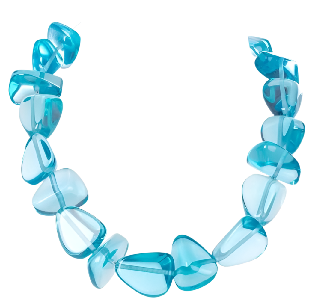 Jackie Brazil - Resin Flintstone Bone Diamonds Necklace - Transparent Blue  