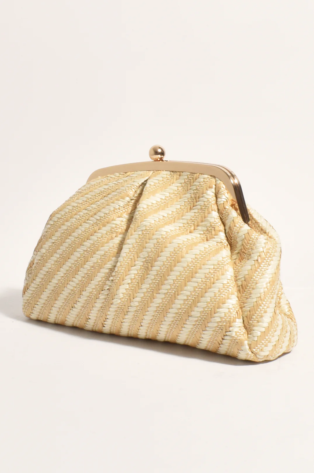 Adorne - Mae Woven Oversized Purse Clutch - Cream / Natural 