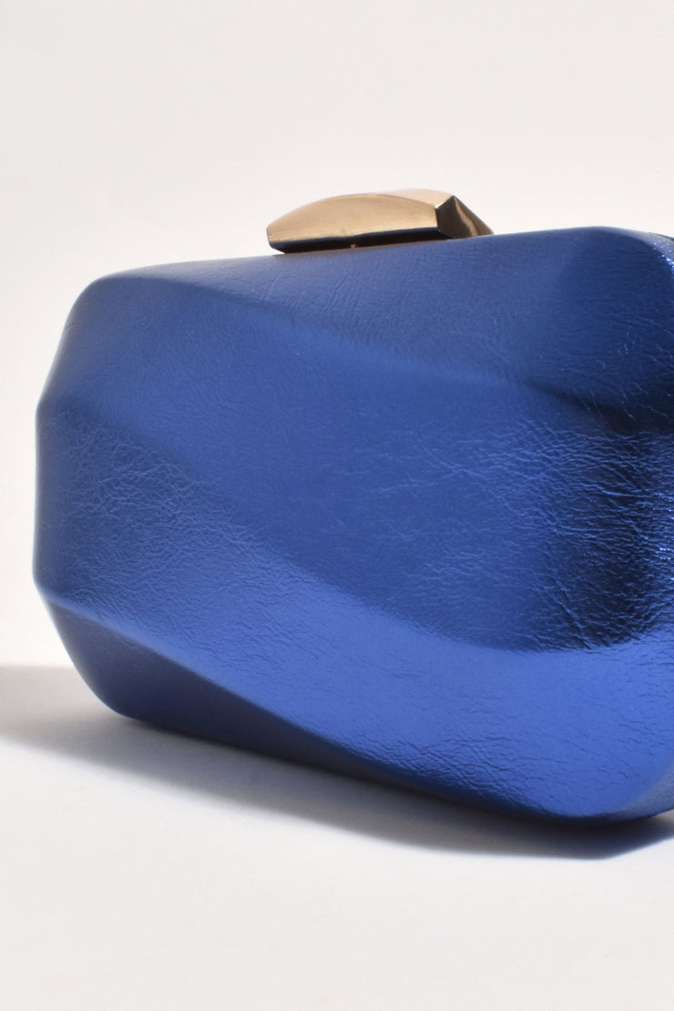 Adorne - Wavy Structured Metallic Clutch - Cobalt